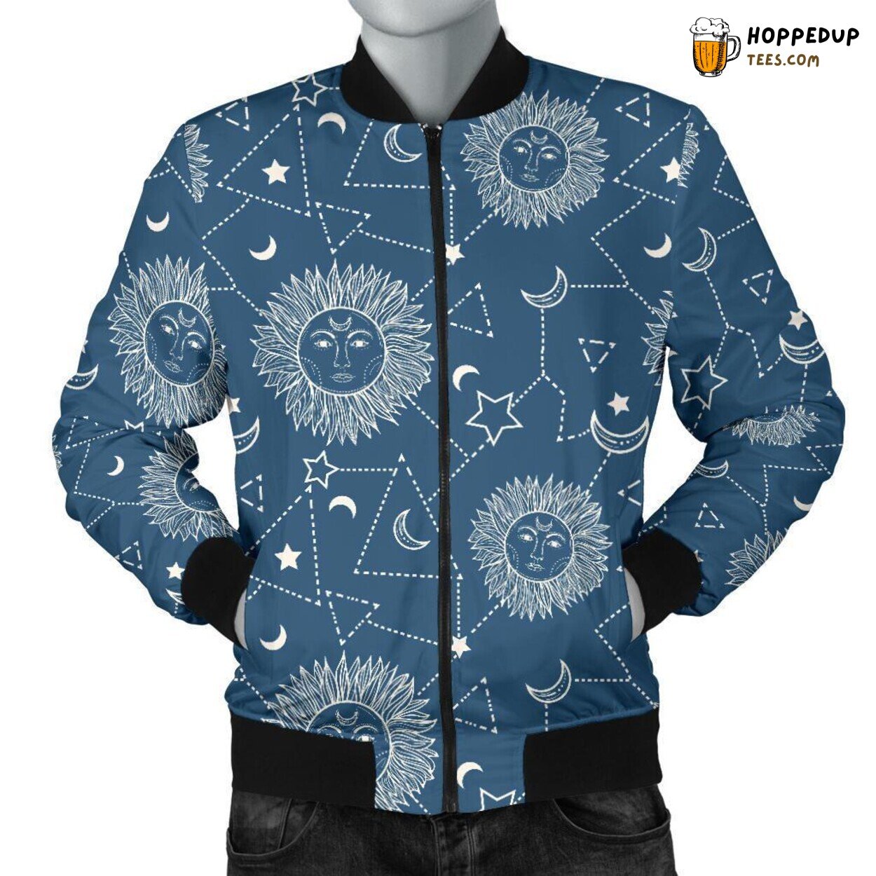 Celestial Skies Tribute Men’s Bomber Jacket Unique Essence Pattern Design