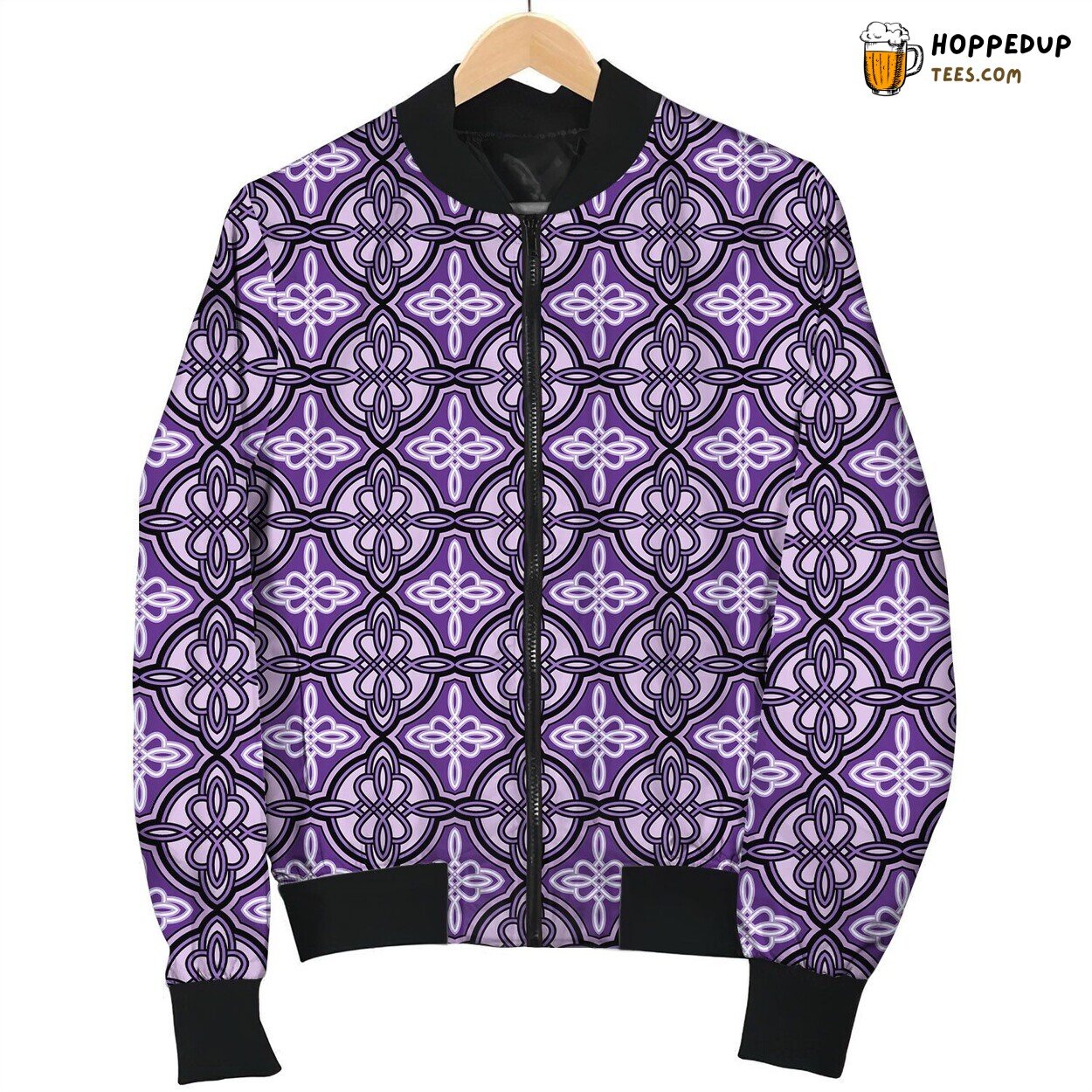 Celtic Purple Pattern Bomber Jacket
