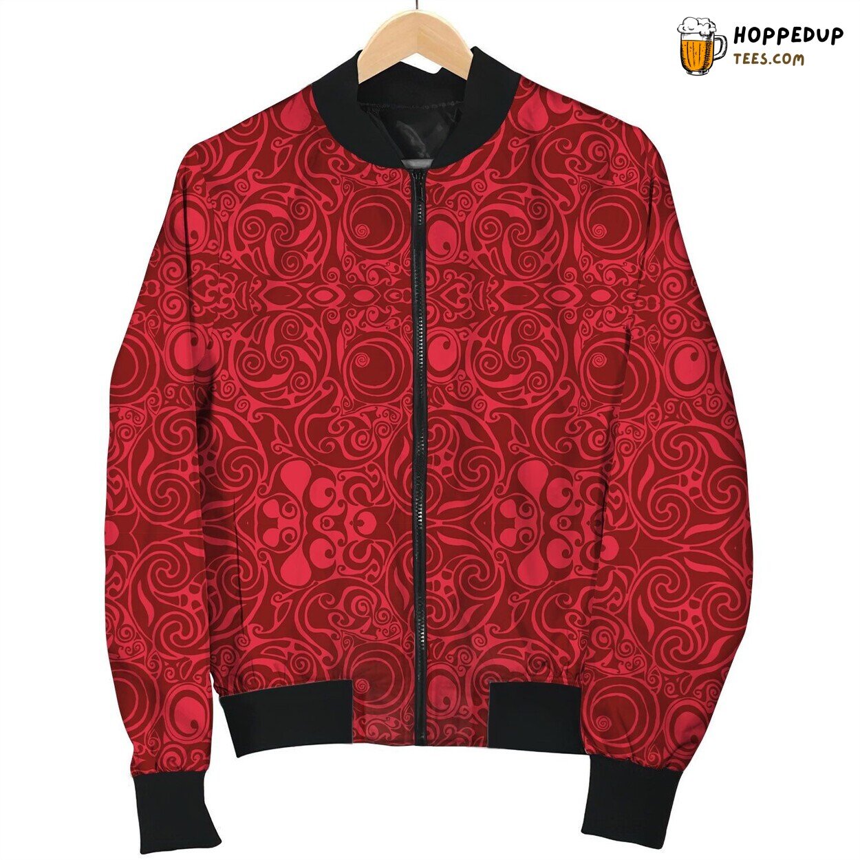 Celtic Red Pattern Bomber Jacket