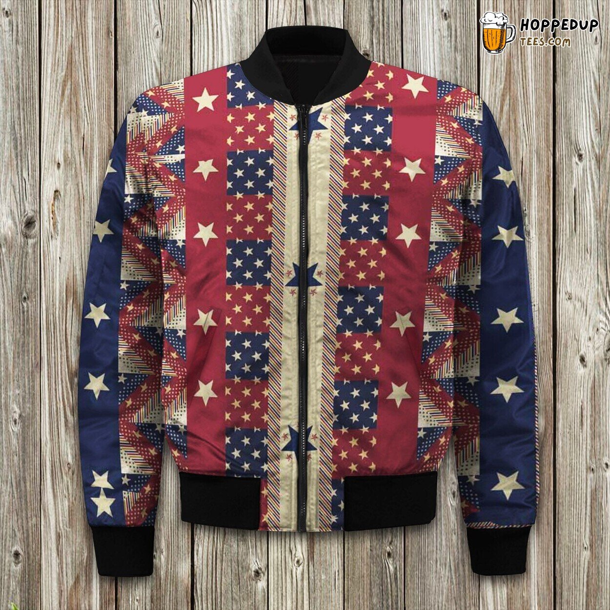 Center Star Stripe Bomber Jacket