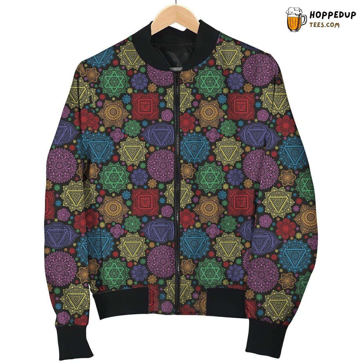 Chakra Color Pattern Bomber Jacket
