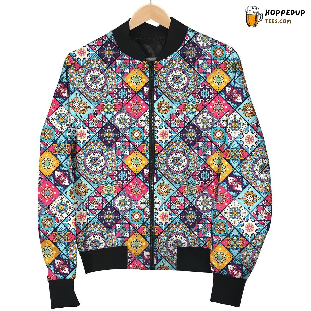 Chakra Decor Flower Bomber Jacket