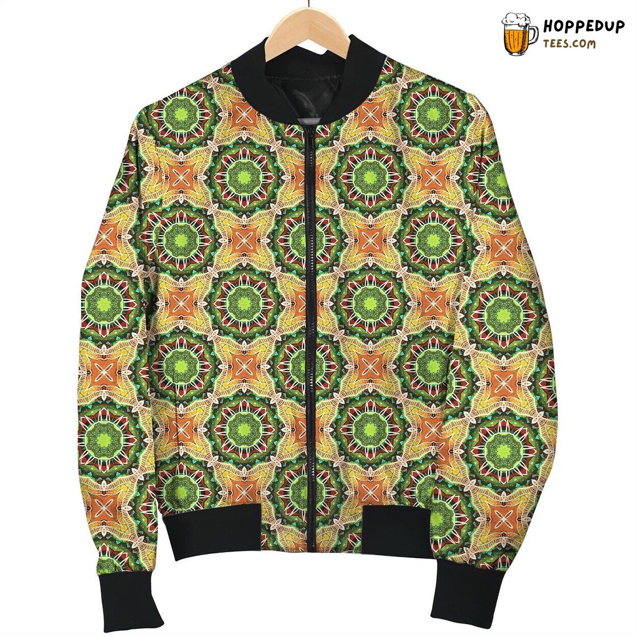 Chakra Green Flower Bomber Jacket