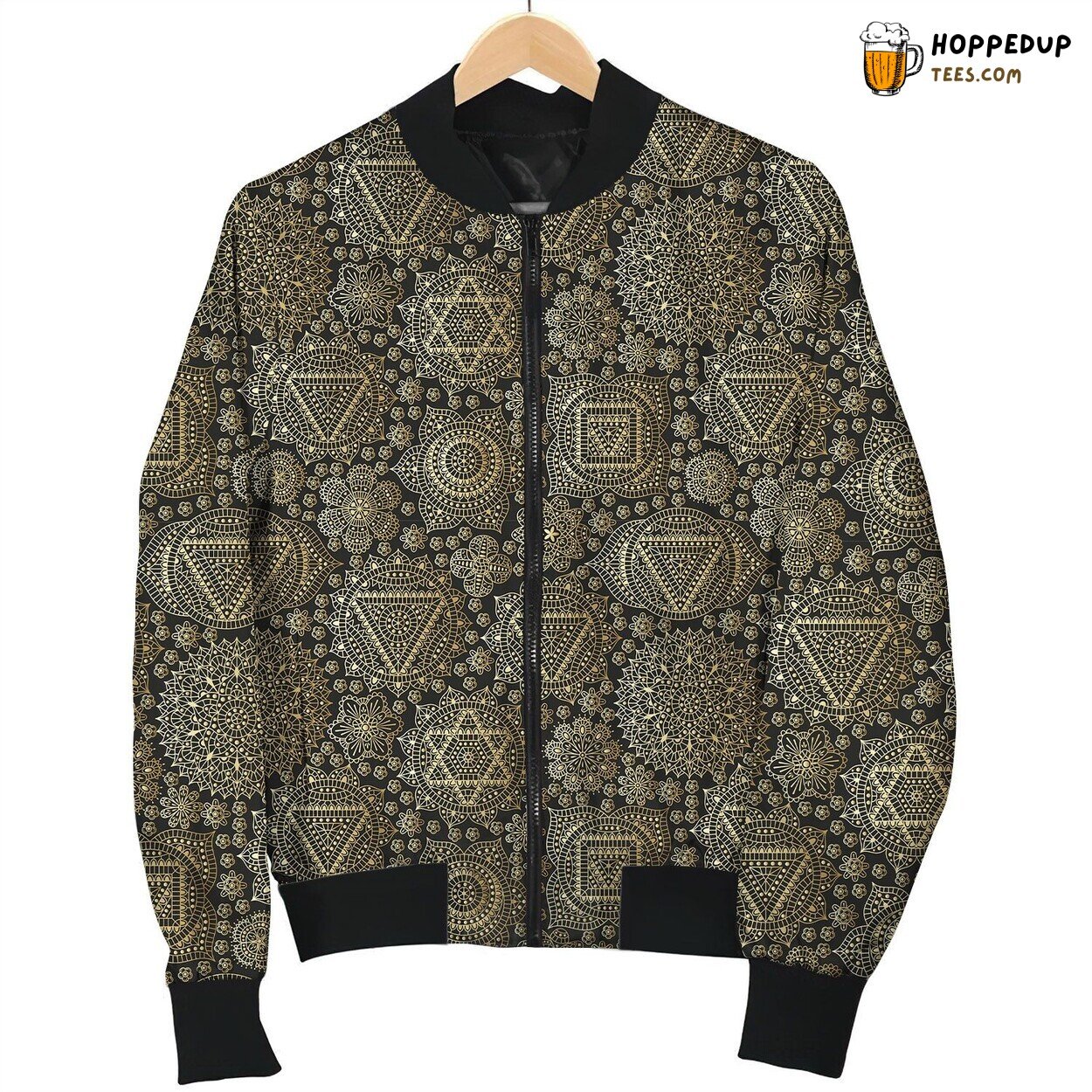 Chakra Patterned Bomber Jacket Spiritual Winter Warmth and Unique Fashion
