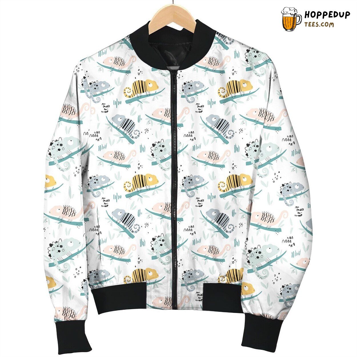 Chameleon Color On Branches Bomber Jacket