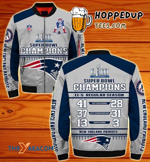 Champions New England Patriots Super Bowl Bomber Jacket Christmas Delight