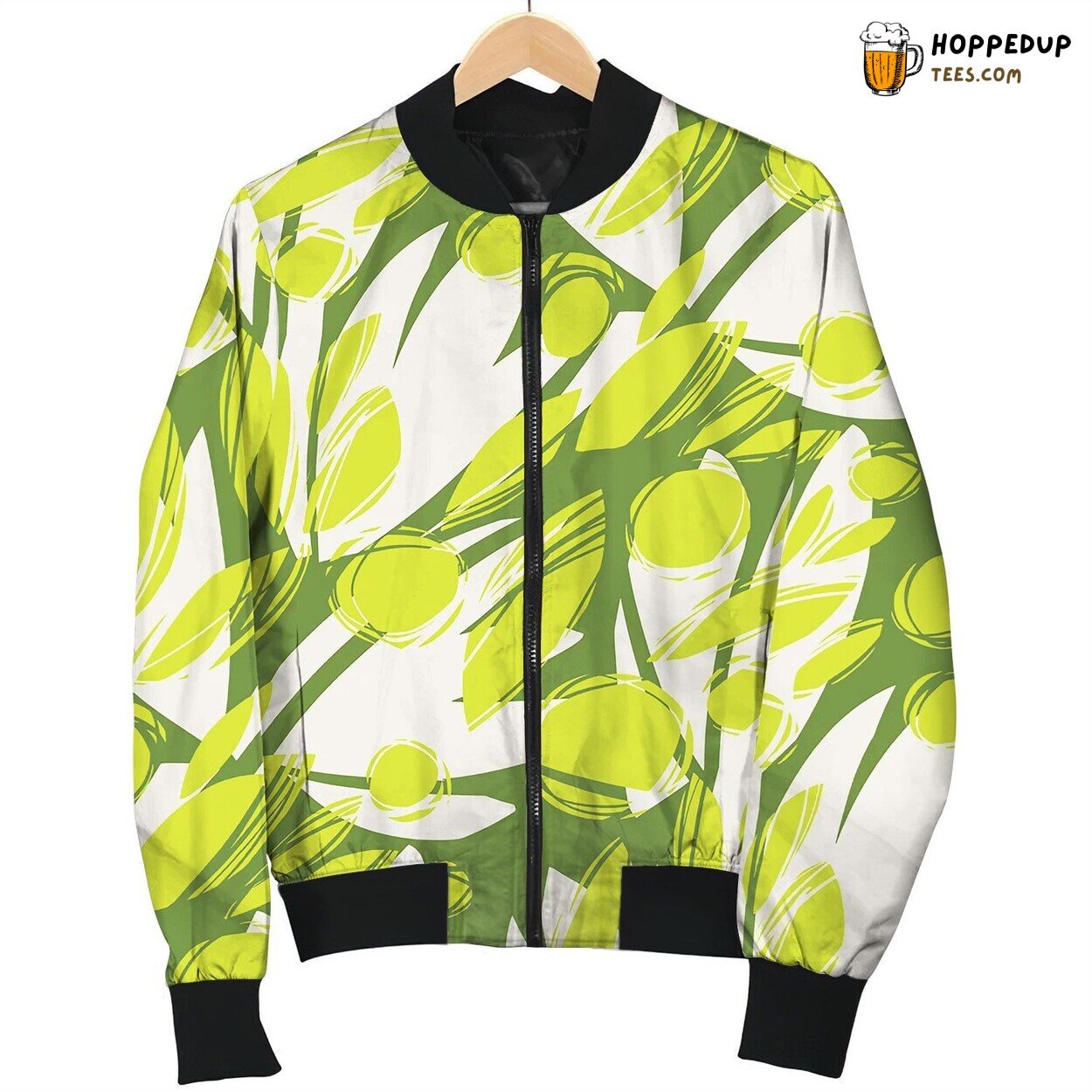 Chaos Sketch Style Grass And Flowers Pattern Bomber Jacket