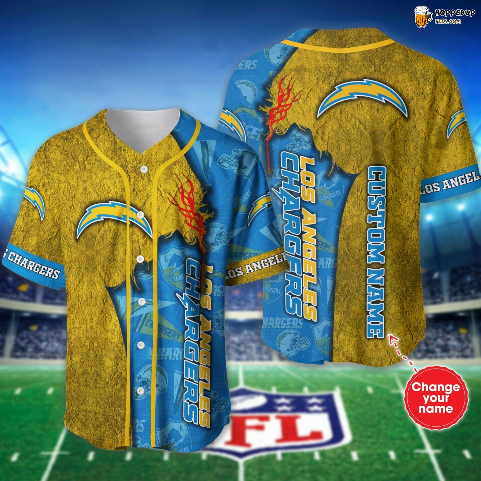 Chargers Fan Gold Blue Unisex Baseball Jersey NFL Los Angeles Spirit