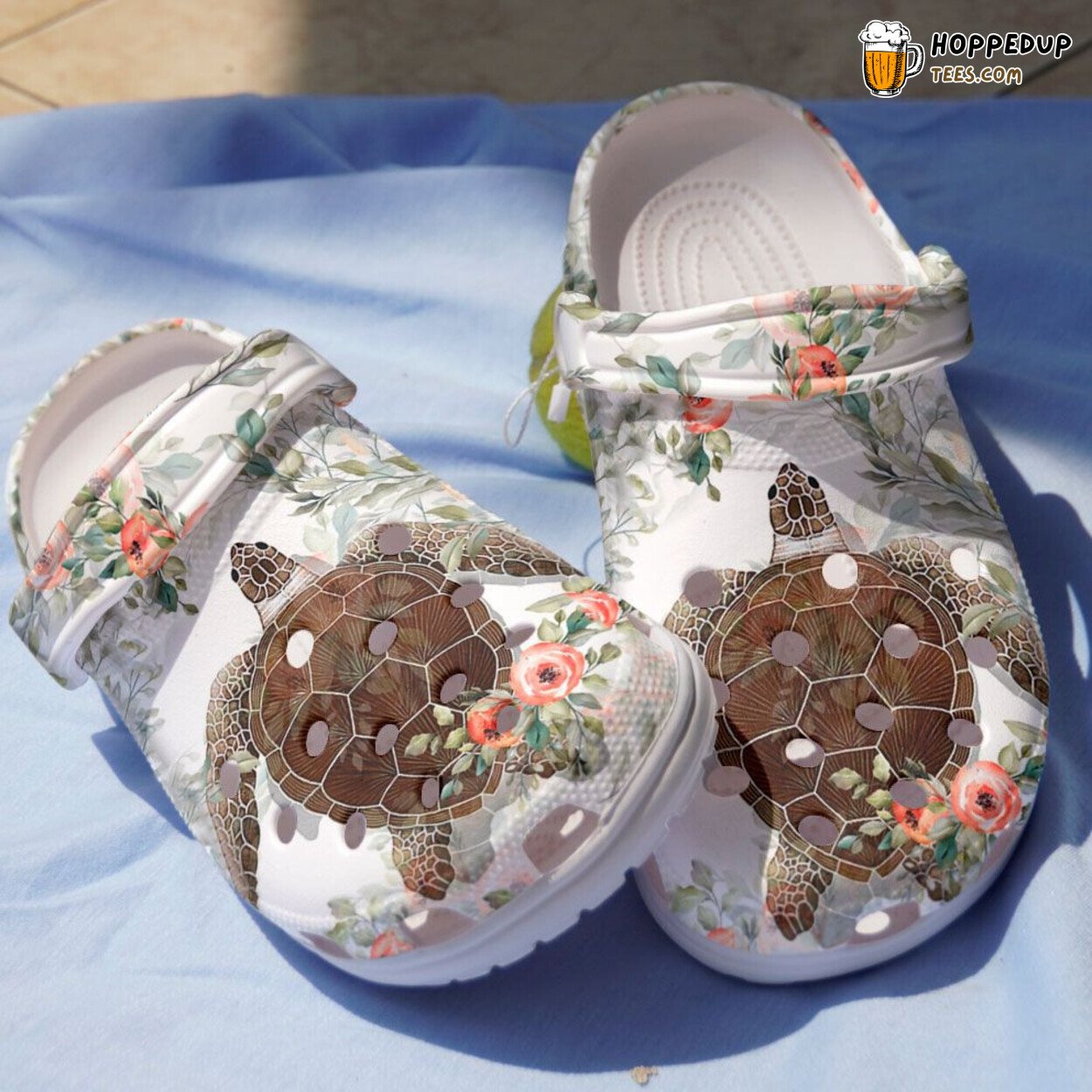 Charming Sea Turtle Flowers Ocean Theme Inspired Clog Shoes