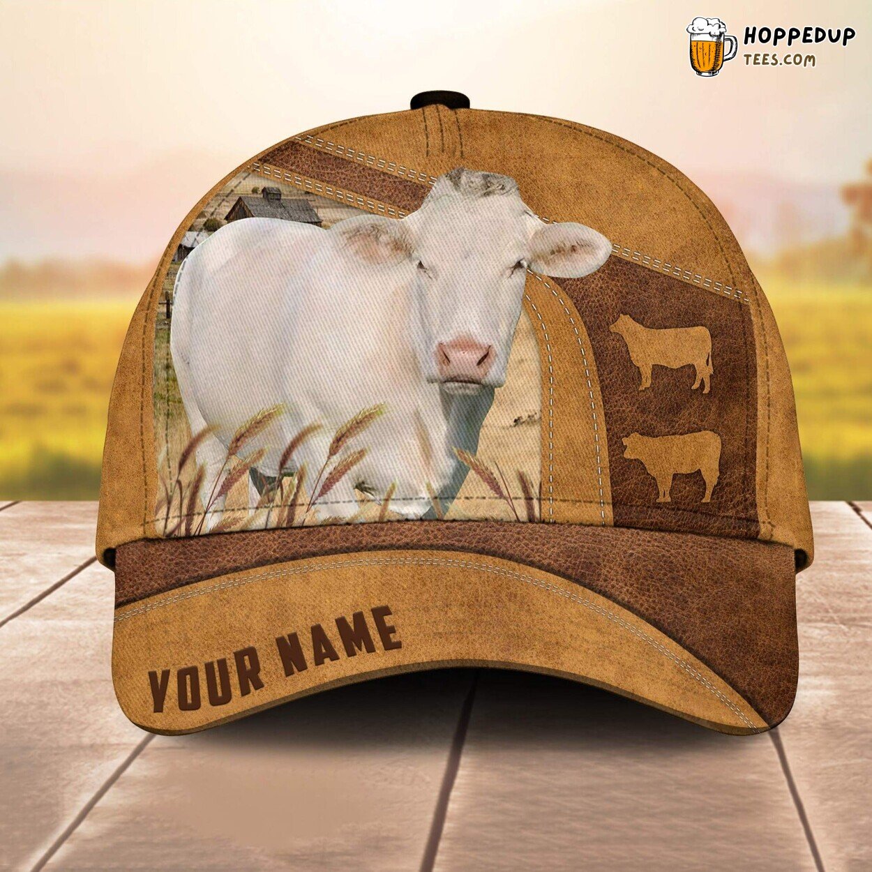 Charolais Cale 3D Baseball Cap Custom All Over Print Farm Animal Lover Leather