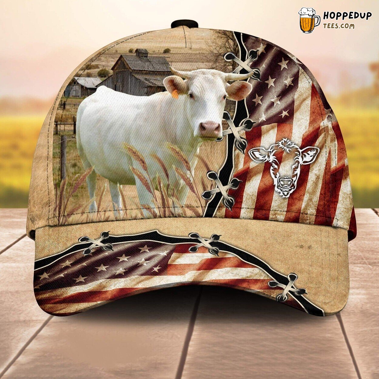 Charolais Flag Custom Retro 3D All Over Print Baseball Cap Farm Lovers
