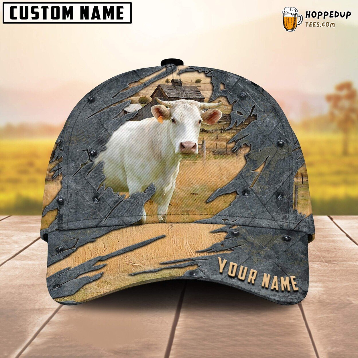 Charolais Name Unique 3D Cap Baseball Print Farm Lovers Animal Leather Design