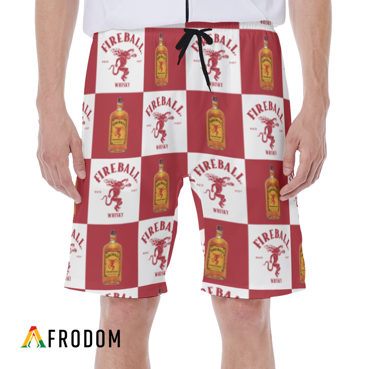 Checkerboard Fireball Whisky Hawaiian Shorts HU