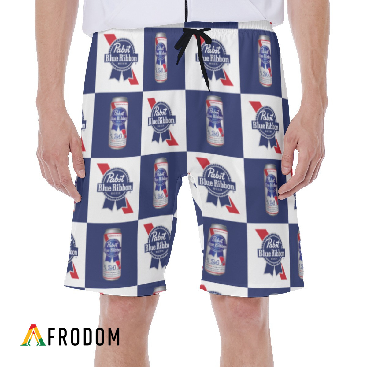 Checkerboard Pabst Blue Ribbon Hawaiian Shorts PBR Swim Trunks HU