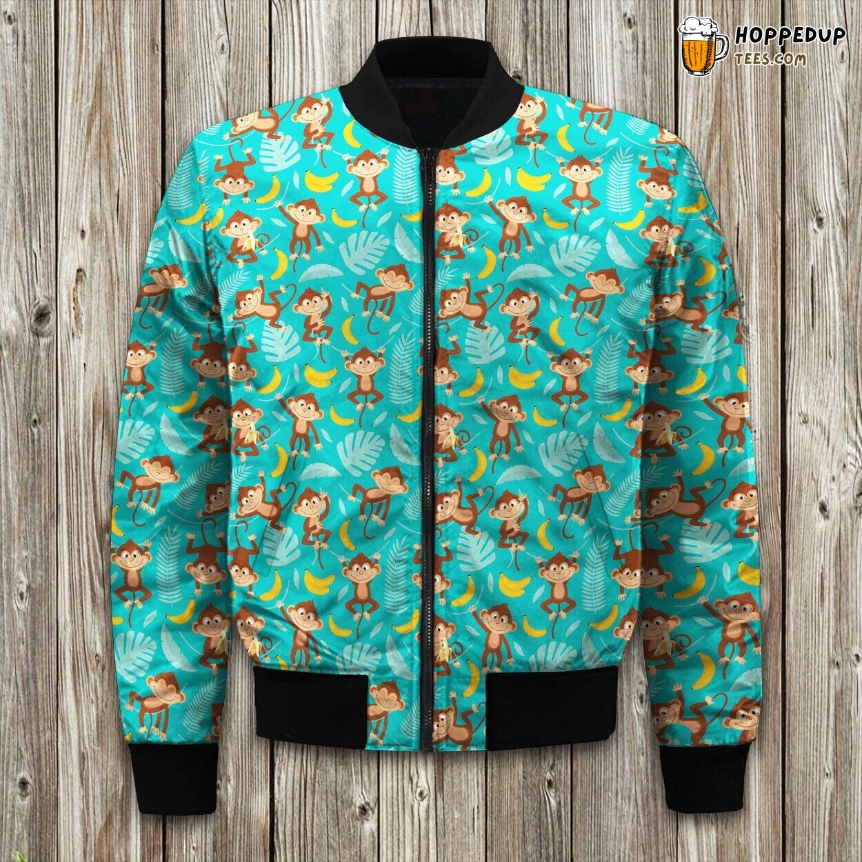 Cheeky Monkey Banana Winter Bomber Jacket Tailored Unique Elegance Design