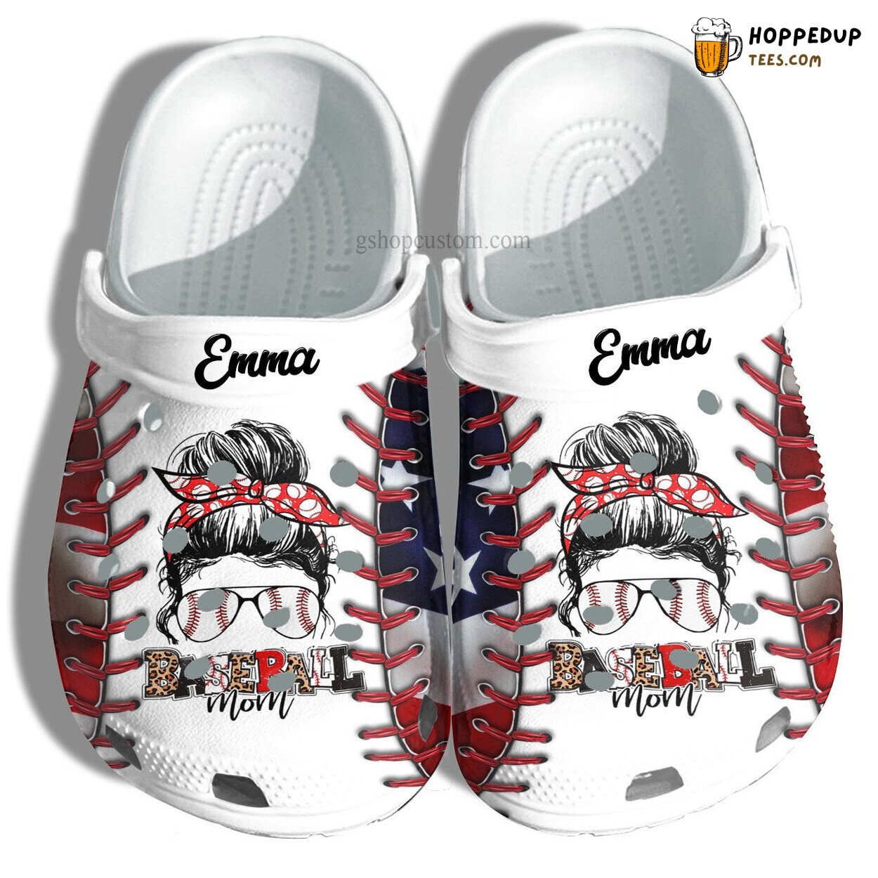 Cheer Up Baseball Mom America Flag Croc Shoes Cool Women Gift