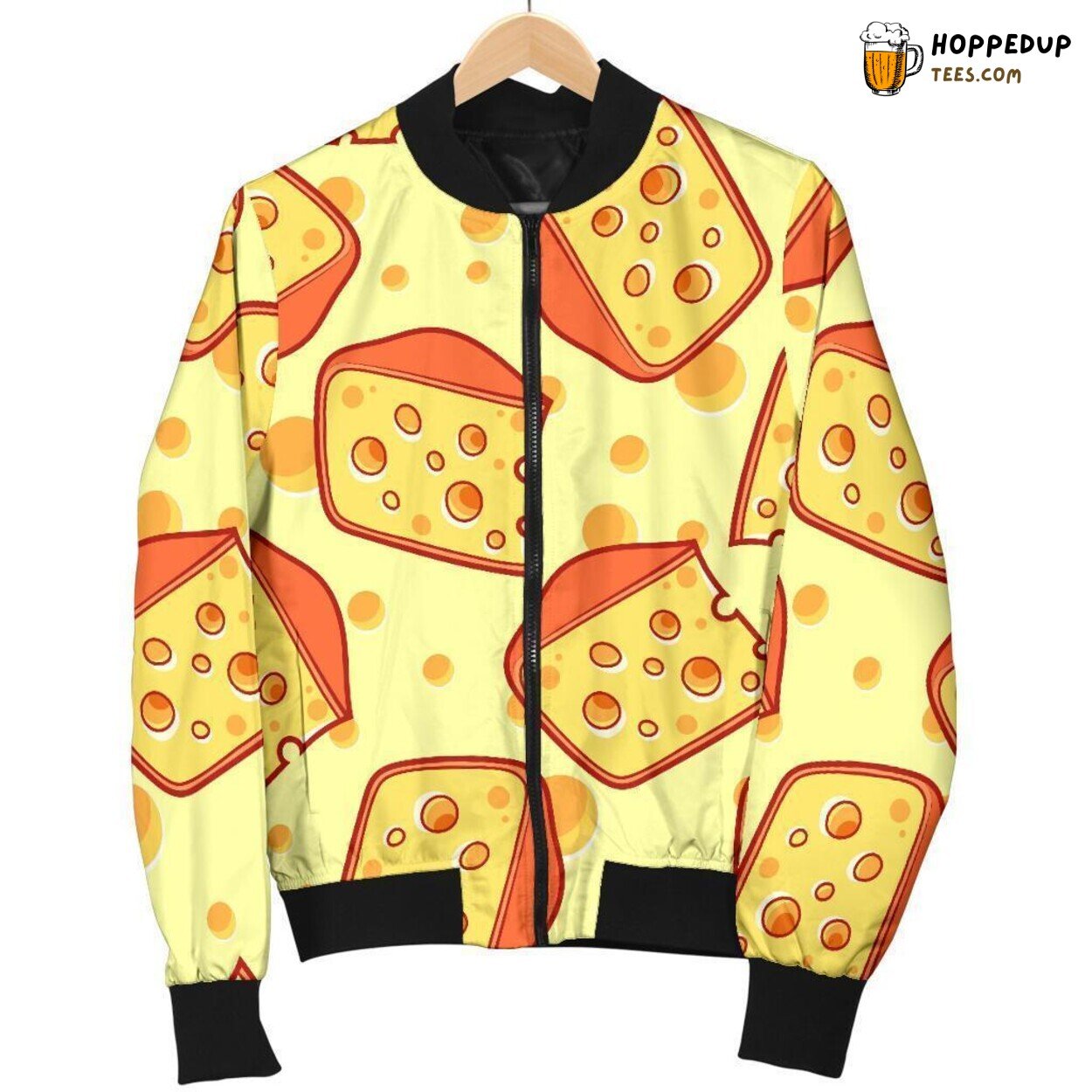 Cheesy Delight Essence Men’s Bomber Jacket Unique Pattern Design Display