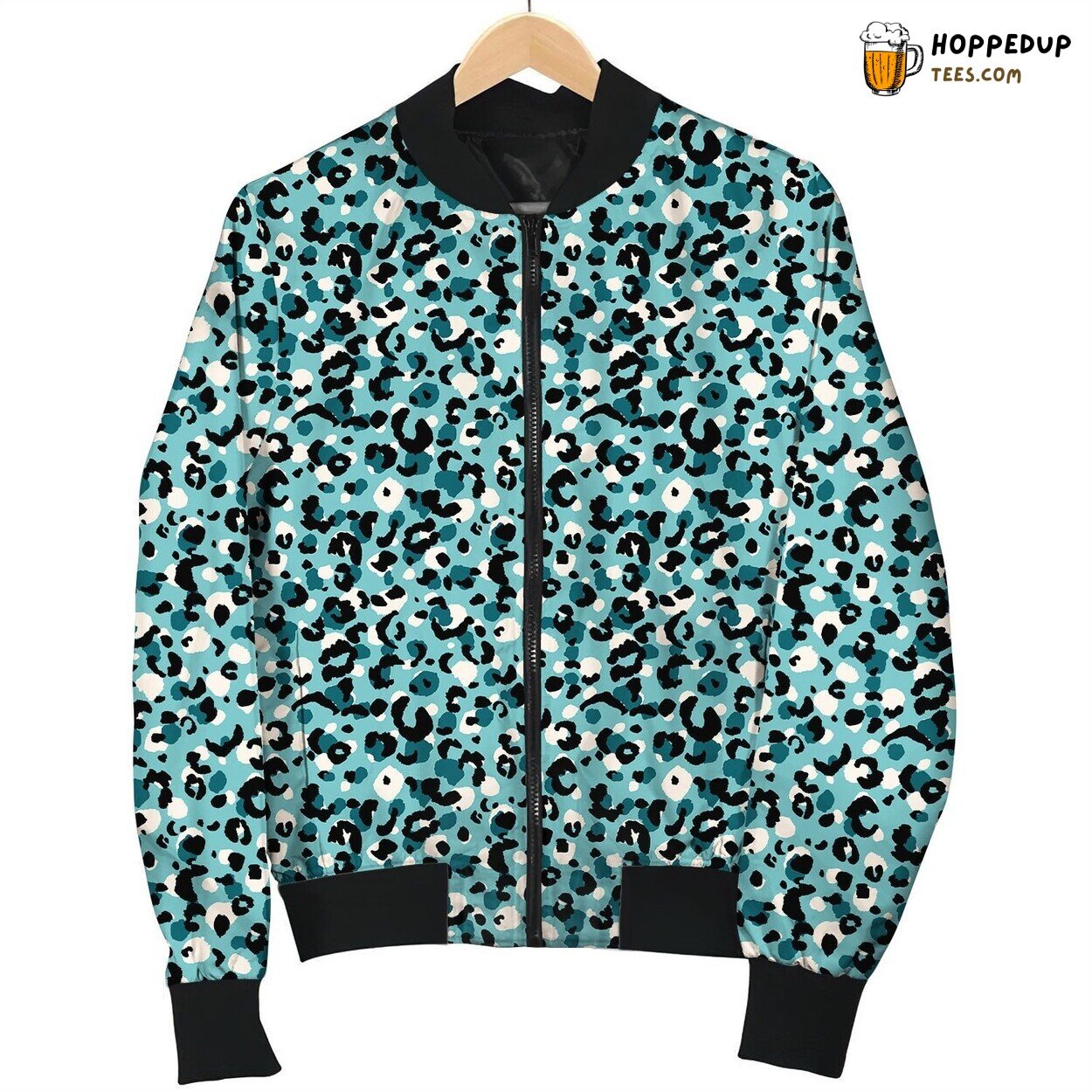 Cheetah Blue Pattern Bomber Jacket