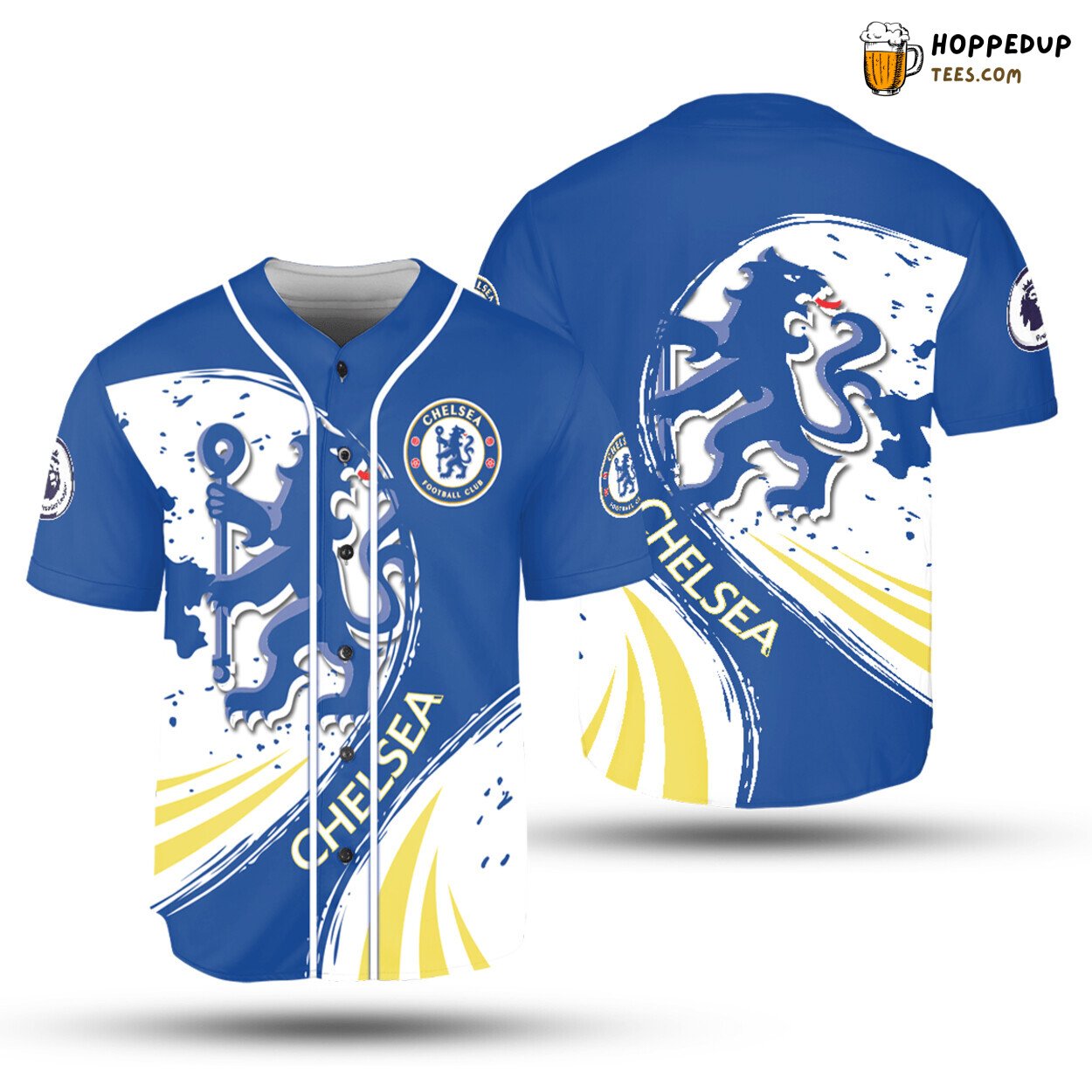 Chelsea FC Blue White Baseball Jersey Unisex Shirt