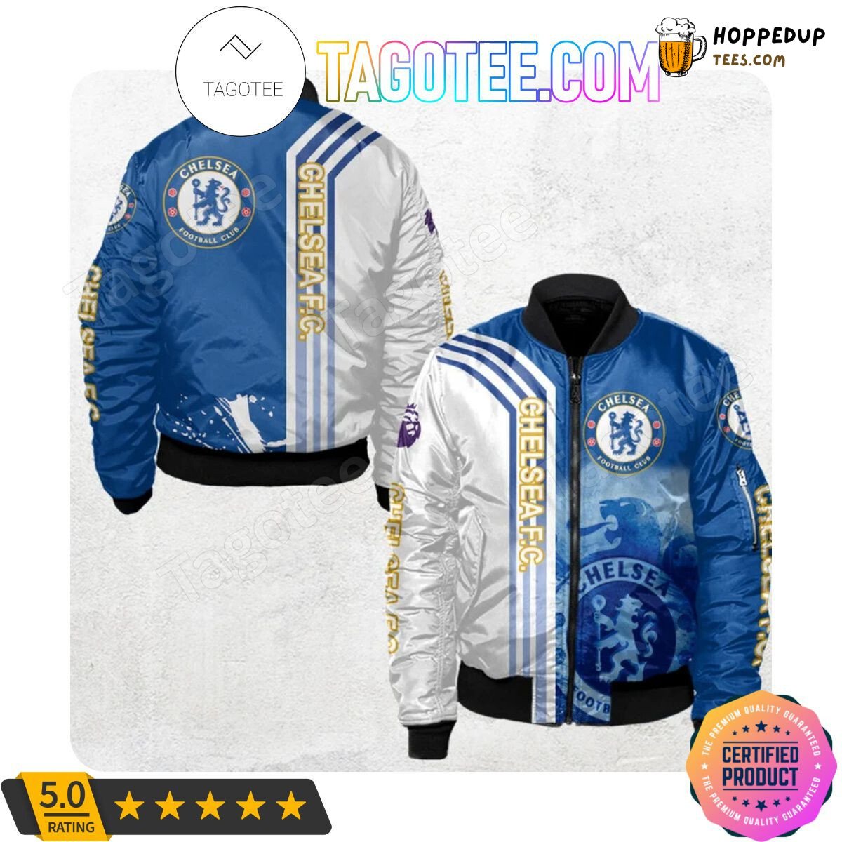 Chelsea FC Blue White Classic Football Fan Bomber Jacket Series