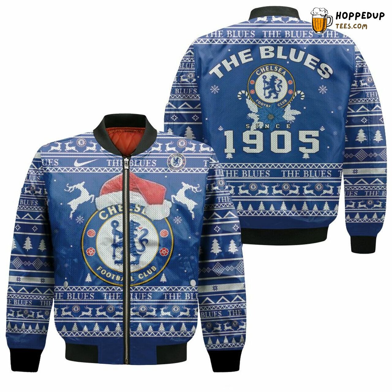Chelsea FC Ugly Christmas Theme Festive Bomber Jacket Design