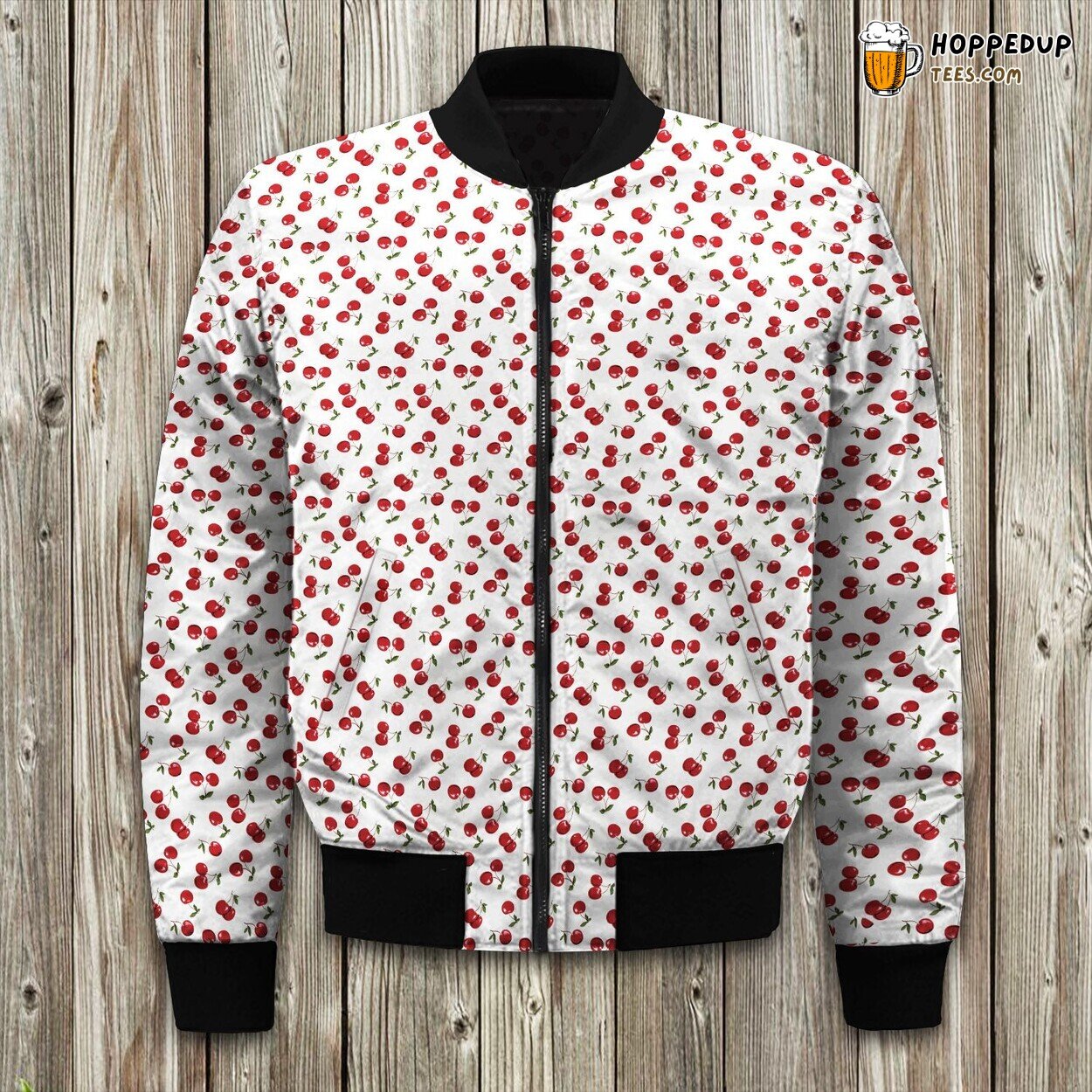 Cherries Red X White Bomber Jacket