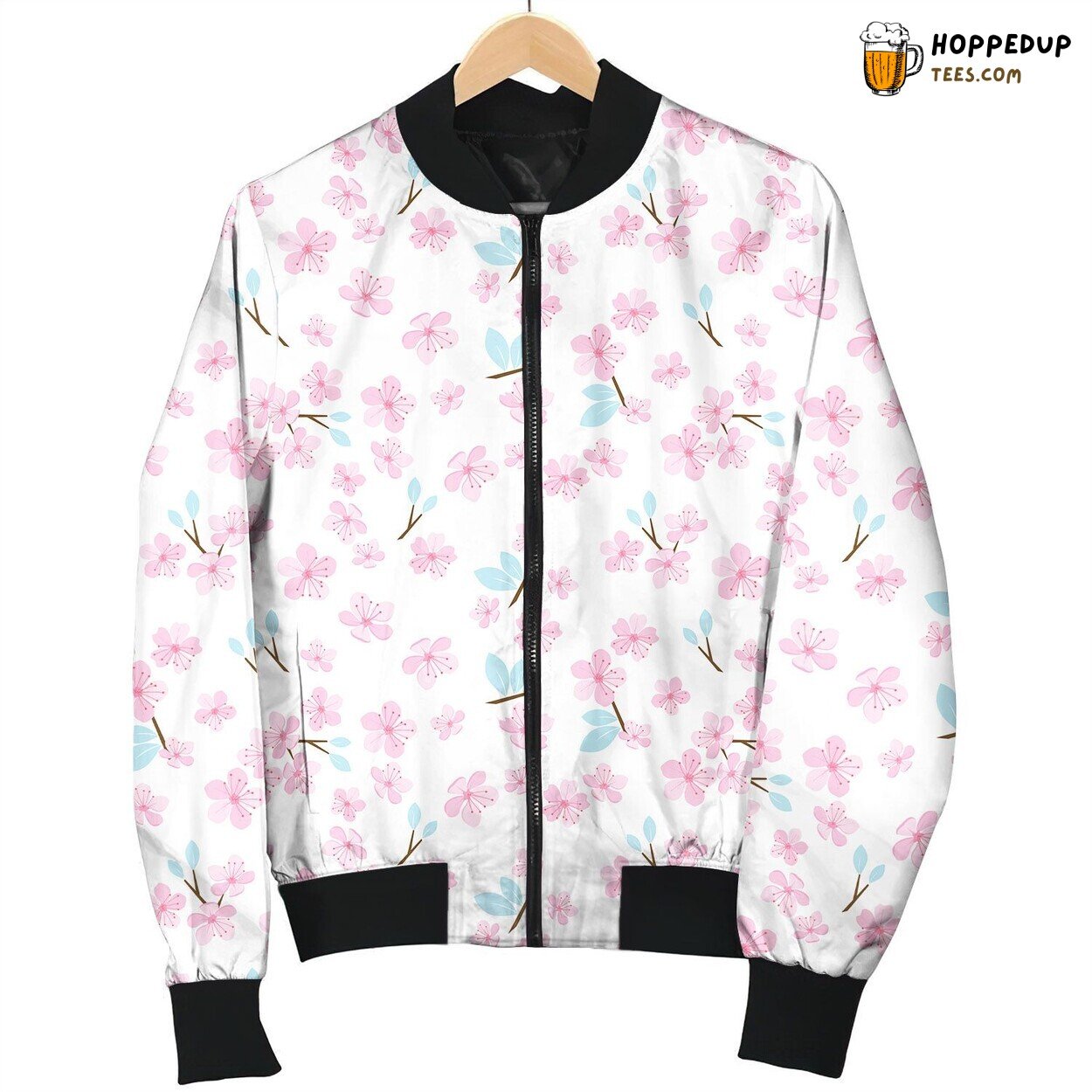 Cherry Blossom Beauty White Bomber Jacket