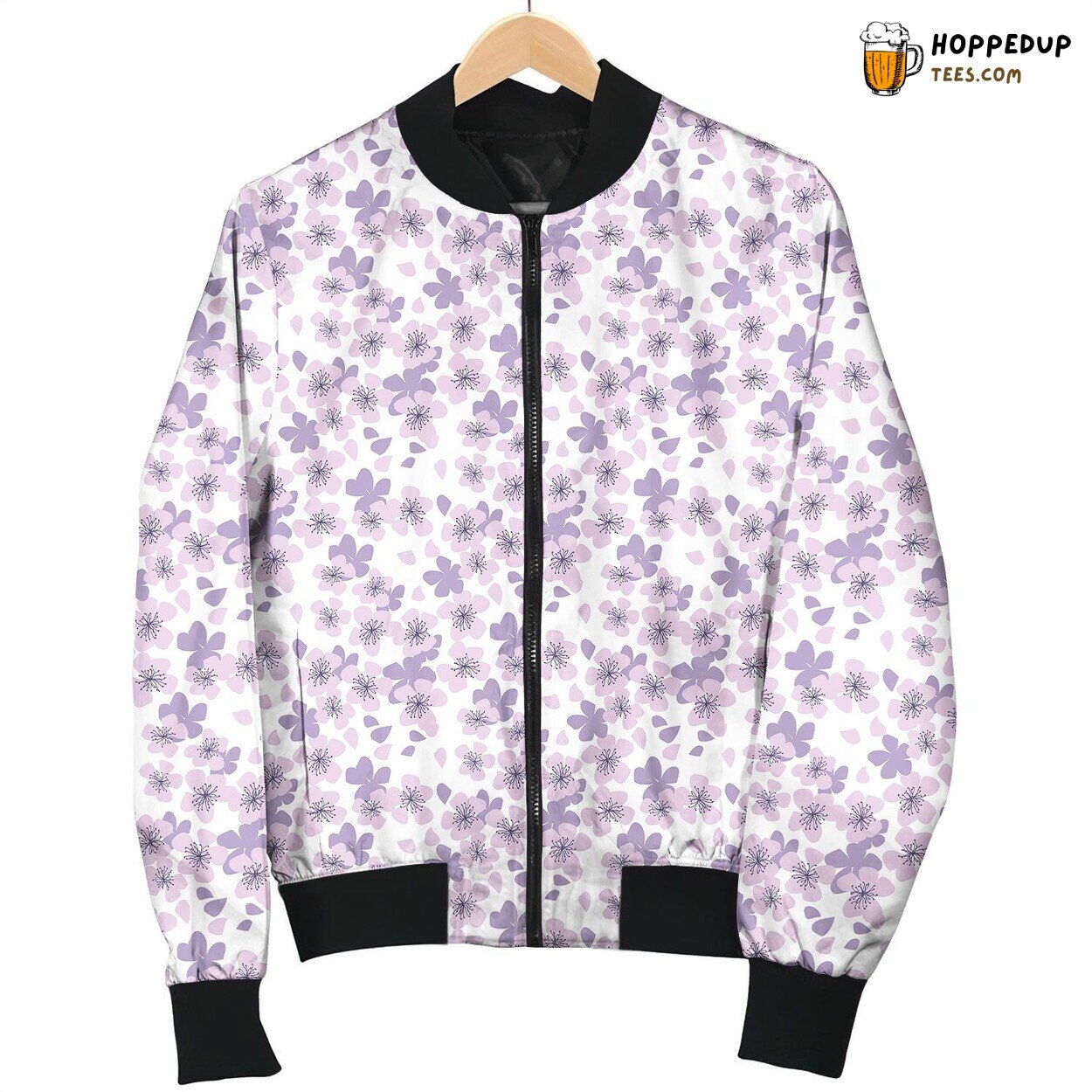 Cherry Blossom Purple Flower Bomber Jacket