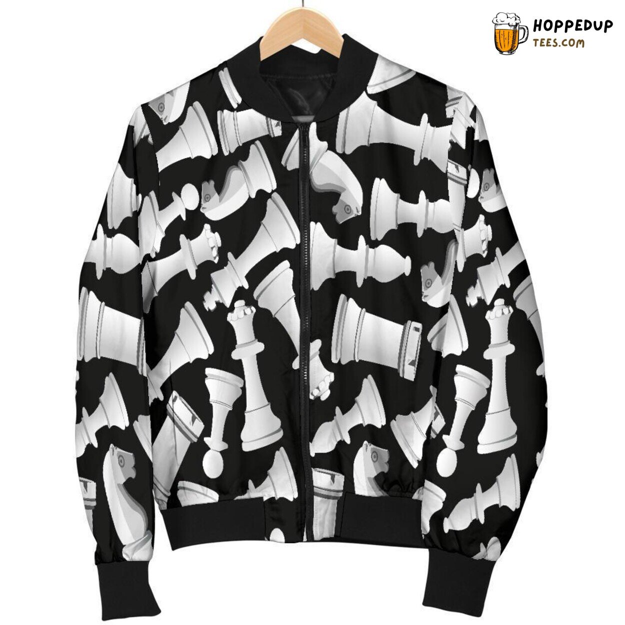 Chess Board Game Design Men’s Bomber Jacket Strategic Smart Fashion Wear Look