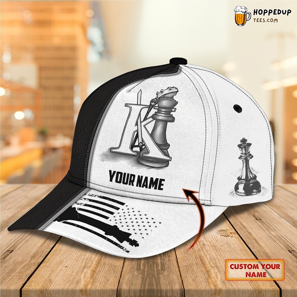 Chess Design Classic 3D Cap Personalized Name Unique Premium Edition Look