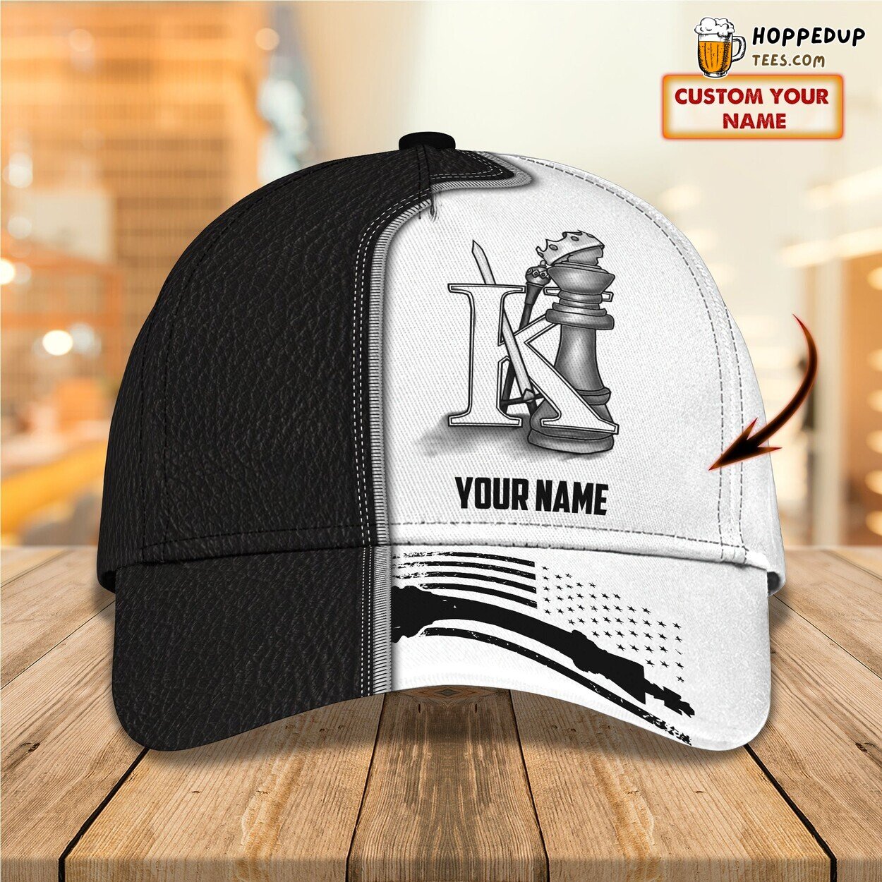 Chess Design Classic 3D Cap Personalized Name Unique Premium Edition Look