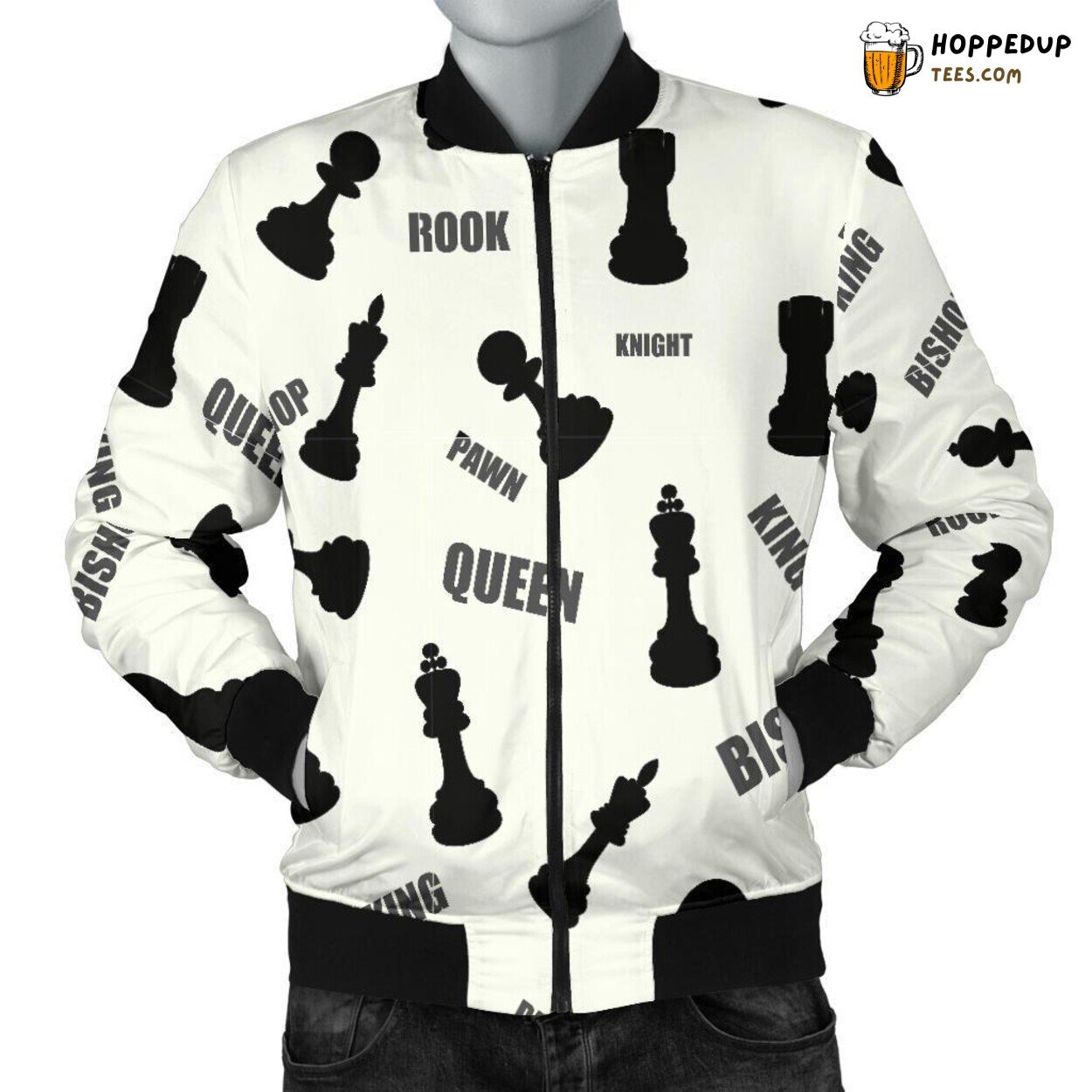 Chess Game Strategy Display Men’s Bomber Jacket Intellectual Duel Design Art