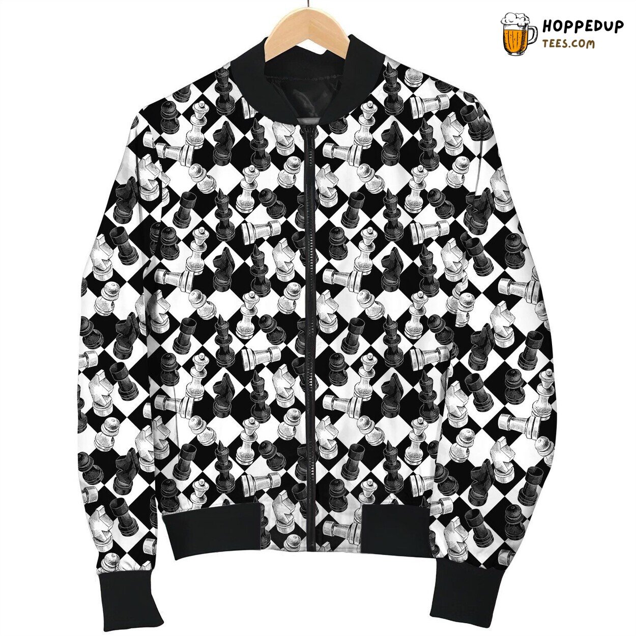 Chess White And Black Chessman Bomber Jacket