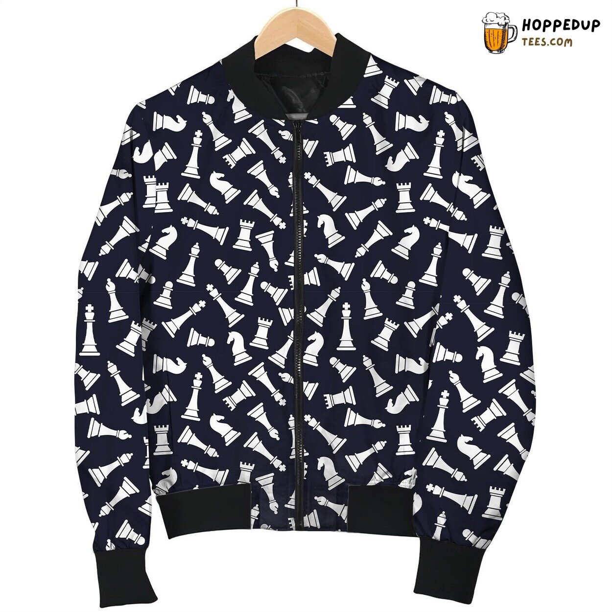Chess White Chessman Bomber Jacket