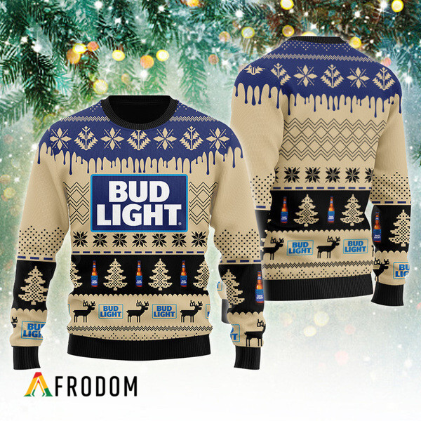 Chevron Pattern Bud Light Christmas Ugly Sweater HU