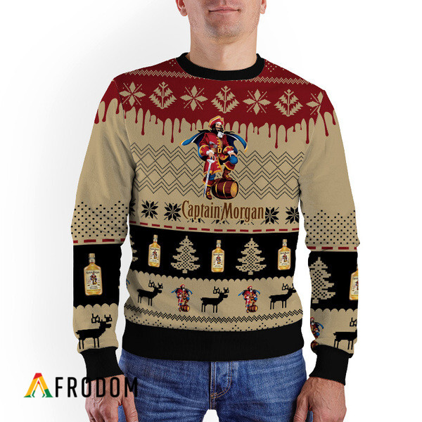 Chevron Pattern Captain Morgan Christmas Ugly Sweater HU