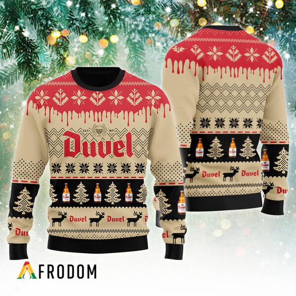 Chevron Pattern Duvel Beer Christmas Ugly Sweater HU