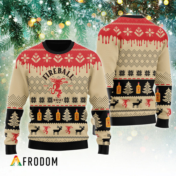 Chevron Pattern Fireball Christmas Ugly Sweater HU