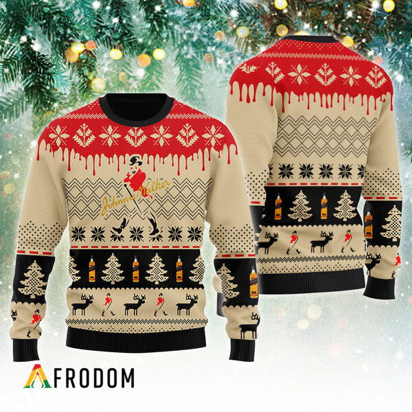 Chevron Pattern Johnnie Walker Christmas Ugly Sweater HU