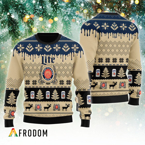 Chevron Pattern Miller Lite Christmas Ugly Sweater HU