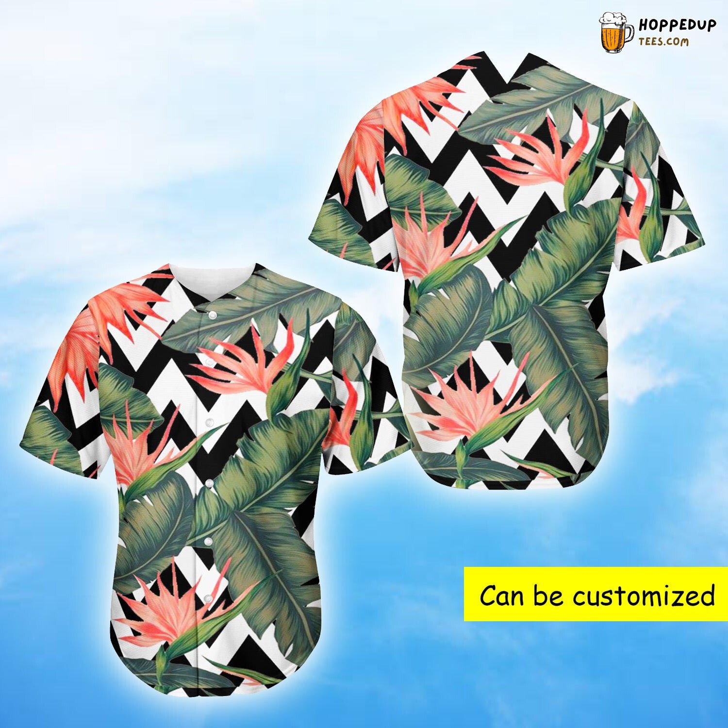 Chevron Tropical Pattern Baseball Tee Jersey Shirts 3D
