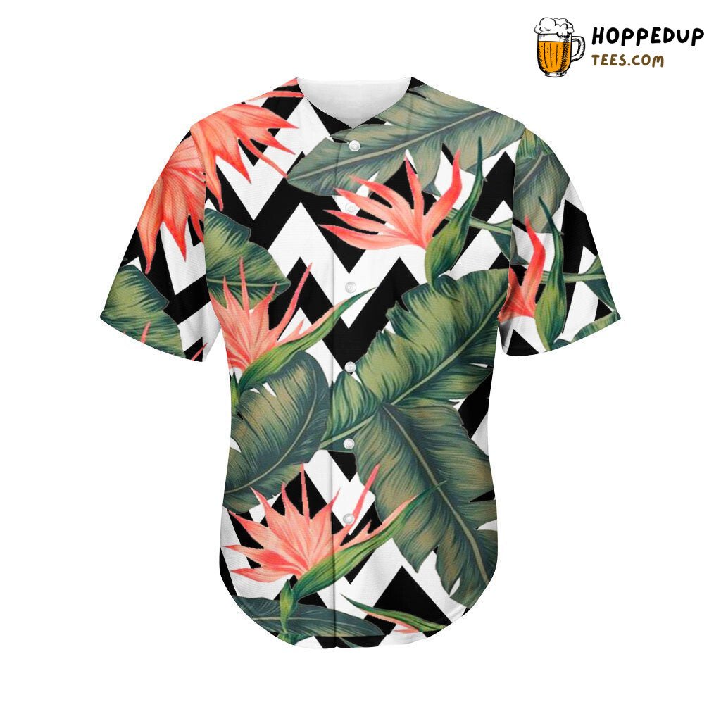 Chevron Tropical Pattern Baseball Tee Jersey Shirts 3D