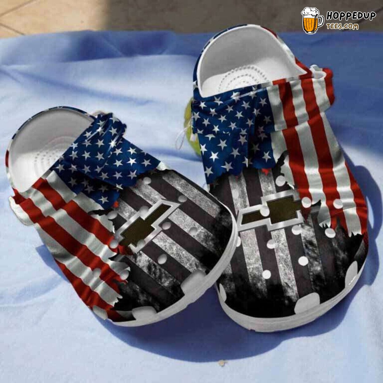 Chevy American Flag 4th July Themed Comfortable Unique Clogs