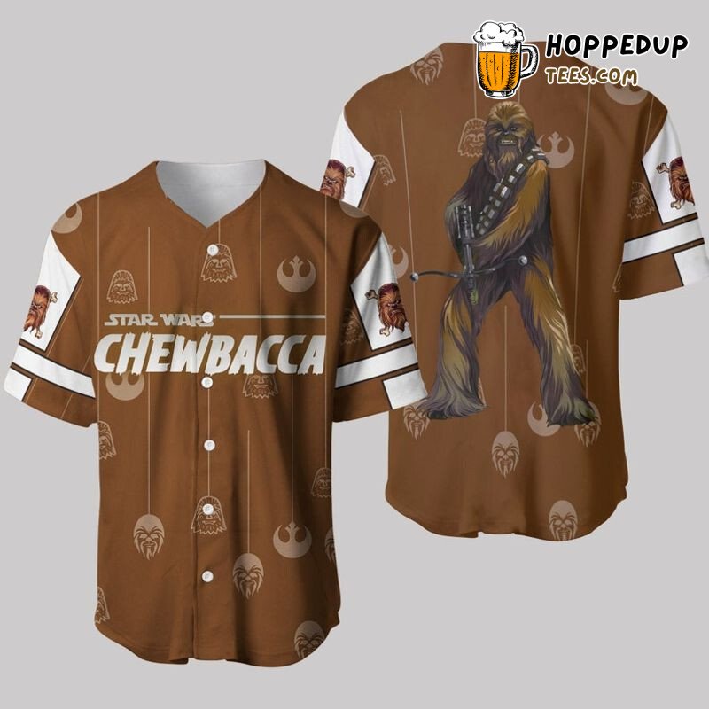 Chewbacca Star Wars 3D Pinstripe Unisex Baseball Jersey Brown