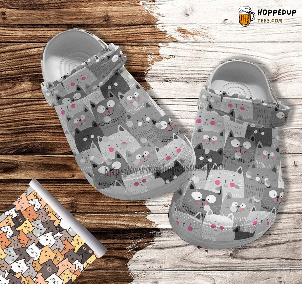 Chibi Cat Anime Cute Grey Croc Shoes Bestie Cat Manga Lover Unique Gift
