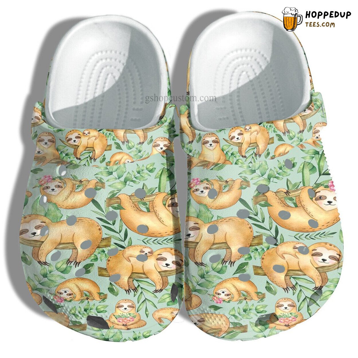 Chibi Sloth Sleeping Funny Day Themed Comfortable Unique Clogs