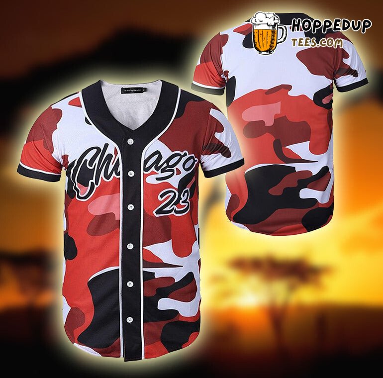 Chicago 23 Camouflage Style 3D Printed Baseball Jersey Urban Cool
