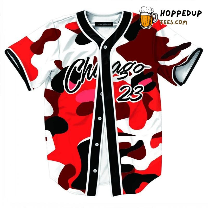 Chicago 23 Camouflage Style 3D Printed Baseball Jersey Urban Cool