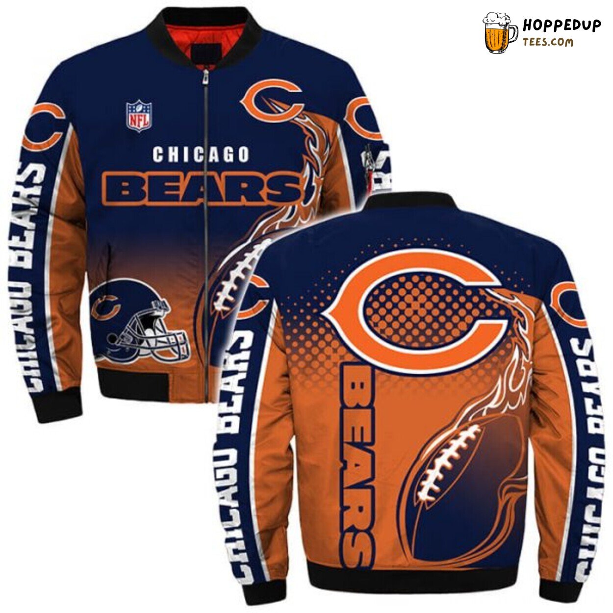 Chicago Bears 3D Printful Design Exclusive Bomber Jacket Sporty Series
