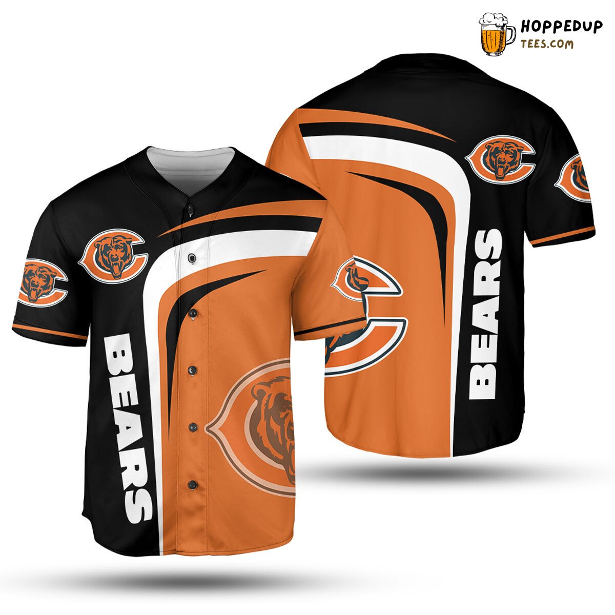 Chicago Bears Baseball Jersey Orange Black Simple Design